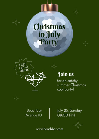  Announcement of Christmas Celebration in July in Bar Flyer A6 Design Template