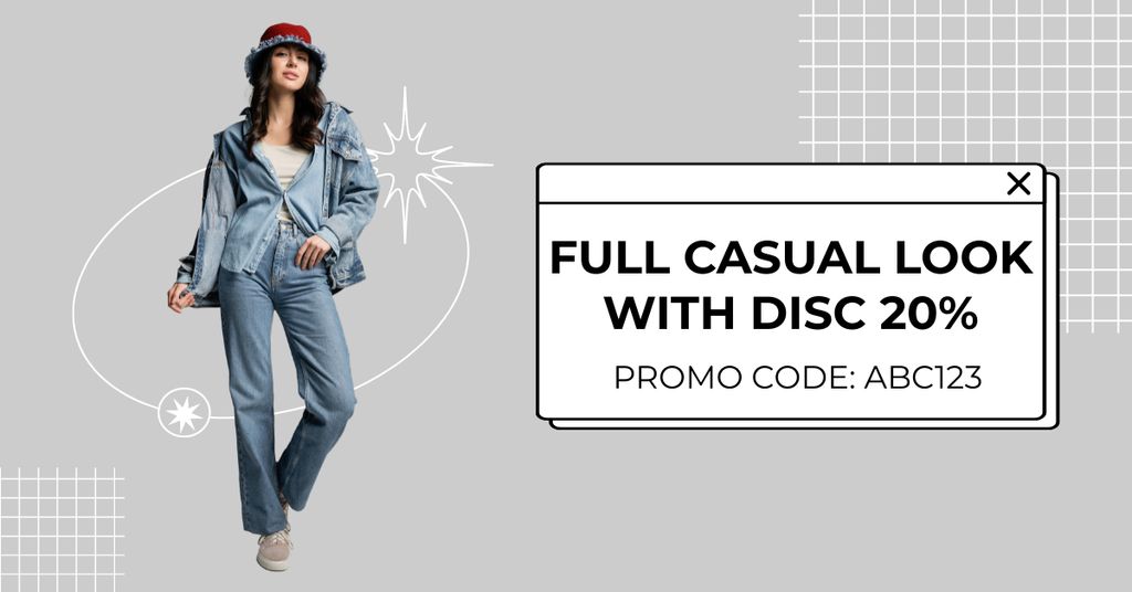 Designvorlage Sale of Full Stylish Casual Look with Discount für Facebook AD