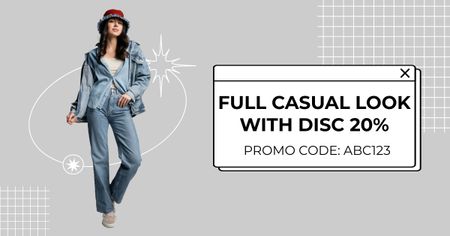Sale of Full Stylish Casual Look with Discount Facebook AD Design Template