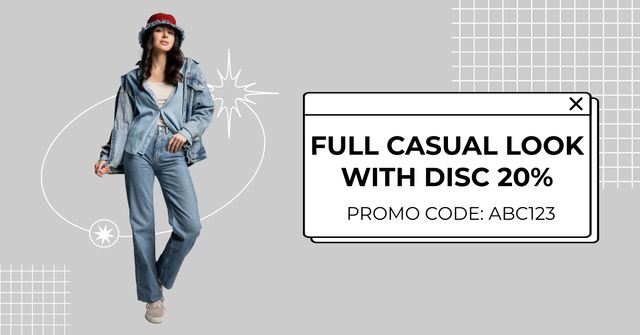 Designvorlage Sale of Full Stylish Casual Look with Discount für Facebook AD