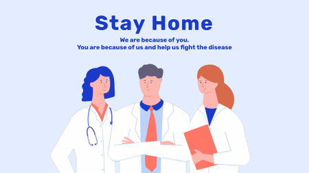 Designvorlage #Stayhome Coronavirus awareness with Doctors team für Full HD video