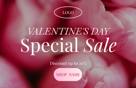 Plantilla de diseño de Valentine's Day Sale Announcement With Cute Pink Flowers Thank You Card 5.5x8.5in 