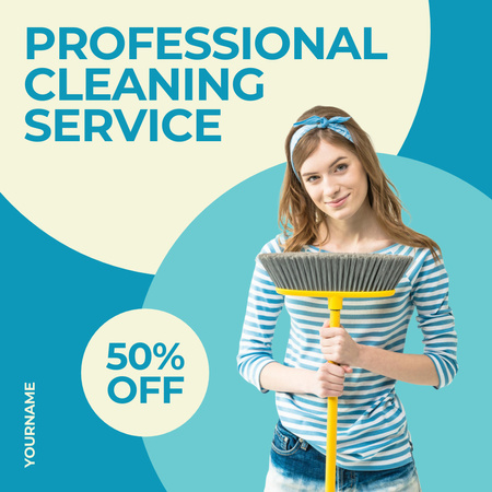 Well-equipped Cleaning Services Offer With Discount Instagram AD Design Template