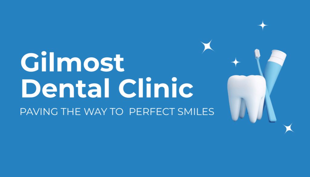 Dental Clinic Ad with Toothpaste and Toothbrush on Blue Business Card US – шаблон для дизайну