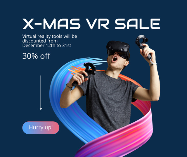 Designvorlage Christmas Sale of VR Equipment für Facebook