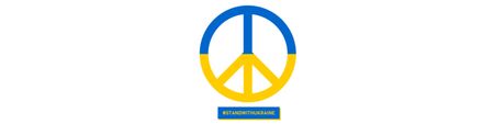 Plantilla de diseño de señal de paz con bandera de ucrania colores LinkedIn Cover 