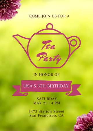 Plantilla de diseño de Lisa's Birthday Tea Party Invitation 