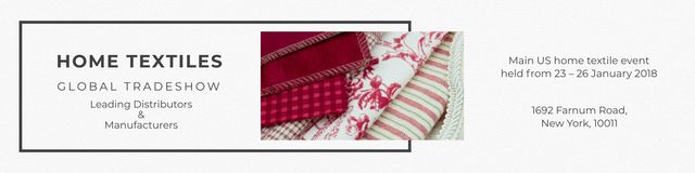 Ontwerpsjabloon van Twitter van Home Textiles Global Tradeshow with Red Fabric