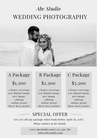 Wedding Photographer Special Offer Poster Design Template