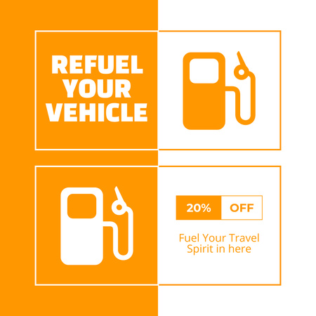 Sprint Benzin İstasyonunda Yakıt İkmali İndirim Teklifi Instagram Tasarım Şablonu