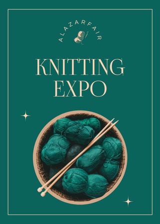 Ontwerpsjabloon van Flayer van Aankondiging tentoonstelling van Knitting on Green