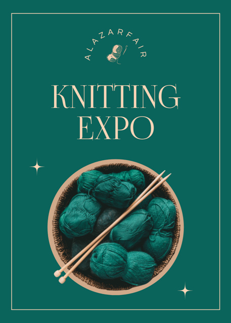 Announcement of Exhibition of Knitting on Green Flayer – шаблон для дизайна