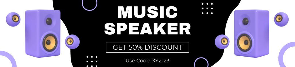 Promo of Modern Music Speakers with Discount Ebay Store Billboard Design Template