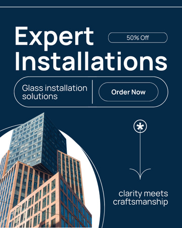 Platilla de diseño Expert Level Glass Installation At Half Price Instagram Post Vertical