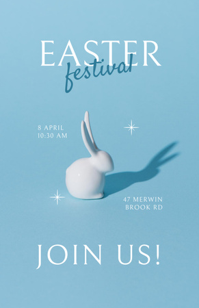 Easter Holiday Fest Ad on Blue Invitation 5.5x8.5in Πρότυπο σχεδίασης