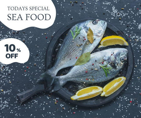 Platilla de diseño Special Sea Food Offer on Plate Facebook