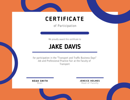 Award for Participation in Professional Fair Certificate Design Template