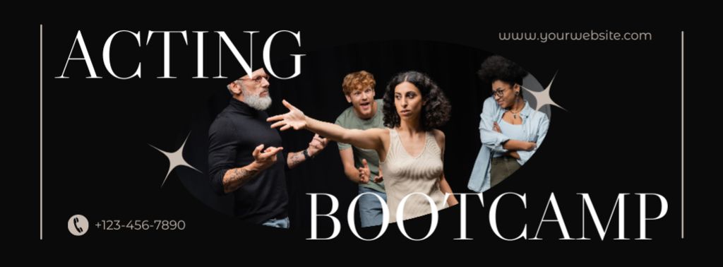 Ontwerpsjabloon van Facebook cover van Promoting Acting Bootcamp For Performers