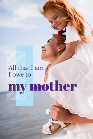 Happy mother with daughter Pinterest Design Template