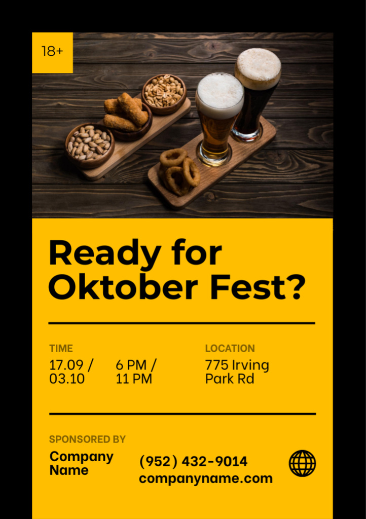 Oktoberfest Celebration Announcement with Snacks Flyer A7 Design Template