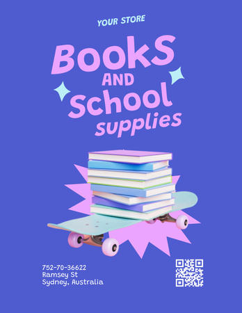 Books and School Supplies for Kids Poster 8.5x11in Πρότυπο σχεδίασης