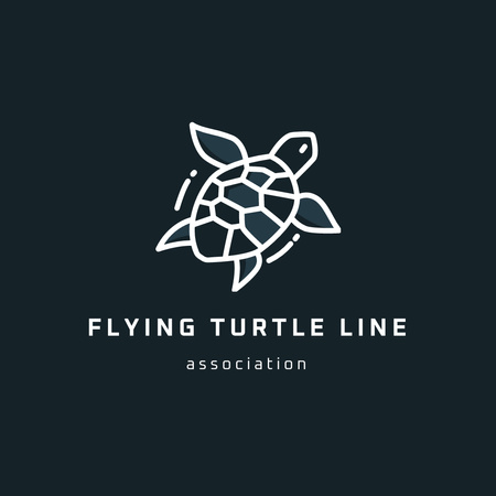Flying Turtle Association With Turtle Icon Logo 1080x1080pxデザインテンプレート