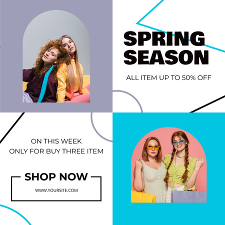 Collage with Spring Fashion Women's Sale Instagram AD Design Template