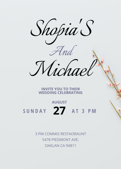 Wedding Celebration Announcement at Commis Restaurant Invitation Πρότυπο σχεδίασης