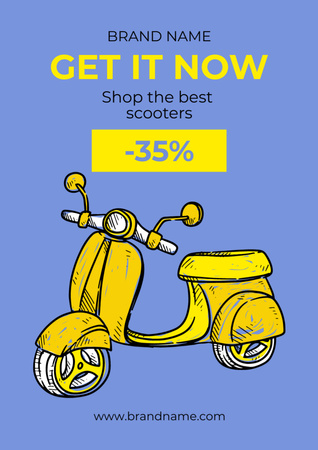 Scooter Discount Announcement Poster A3 Πρότυπο σχεδίασης