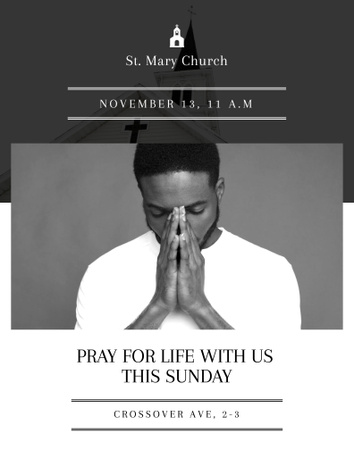 Church Invitation with Man Praying Poster 22x28in Design Template