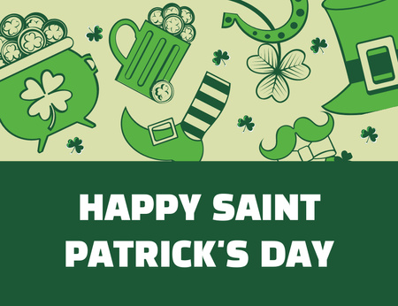 Wishes of Happy St. Patrick's Day Thank You Card 5.5x4in Horizontal Šablona návrhu