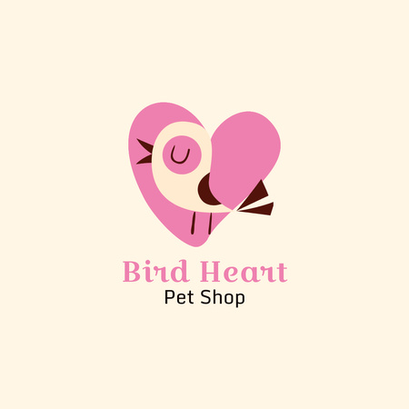 Pet Shop Emblem With Singing Bird Logo 1080x1080px Design Template