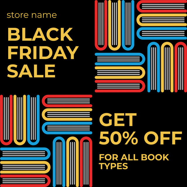 Designvorlage Black Friday Sale of All Books für Instagram AD