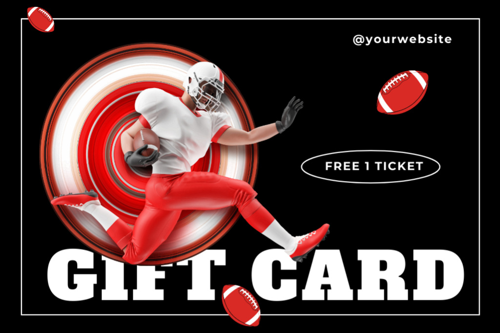Free Ticket to Football Match Black and Red Gift Certificate Tasarım Şablonu