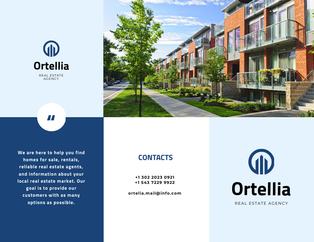 Real Estate Offer with Houses Facades Brochure 8.5x11in Tasarım Şablonu