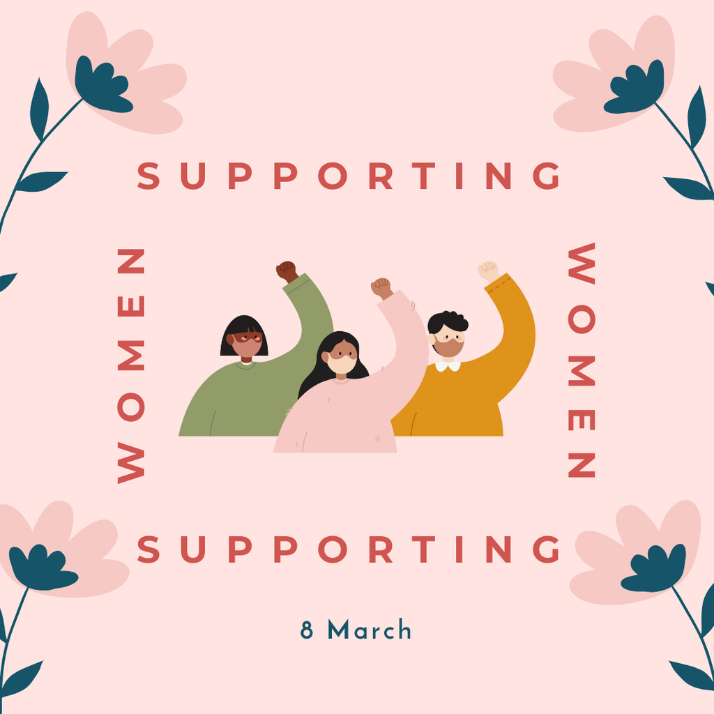 Motivation of Supporting Women on Women's Day Instagram Modelo de Design