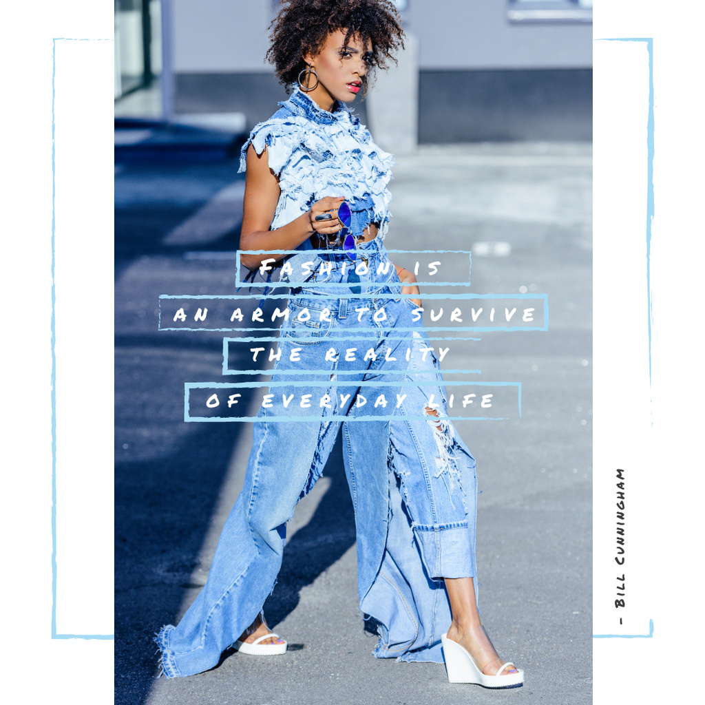 Young attractive woman in denim clothes Instagram Design Template