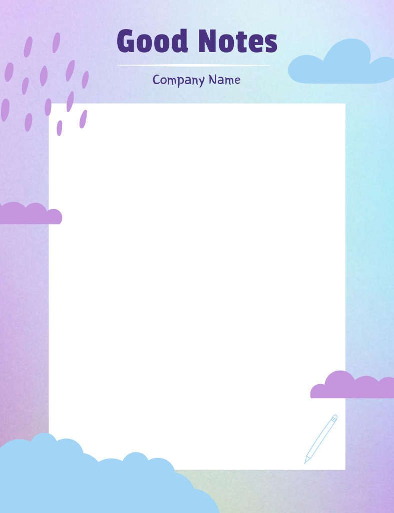 Designvorlage Illustrated Planner with Clouds für Notepad 107x139mm