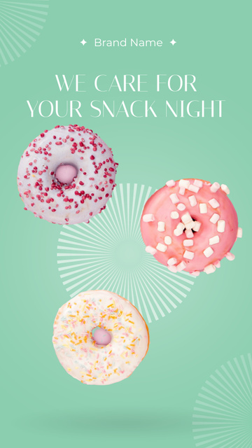 Modèle de visuel Bakery Ad with Sweet Donuts - Instagram Video Story