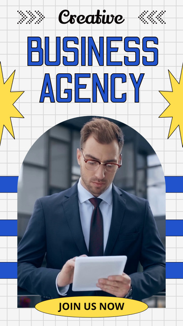 Services of Creative Business Agency with Working Businessman Instagram Video Story Šablona návrhu