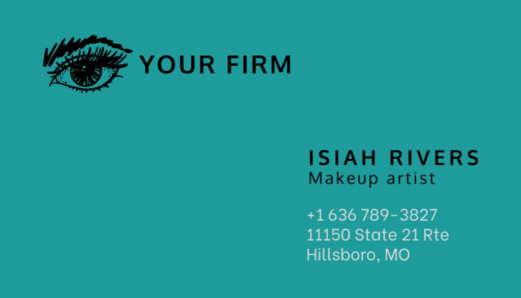 Makeup Artist Services Offer with Eye Illustration Business Card US Šablona návrhu