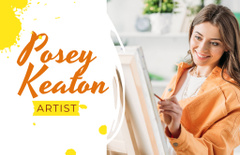 Art Lessons Ad with Woman Painting by Easel