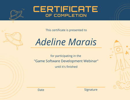 Награда за участие в вебинаре по разработке программного обеспечения Certificate – шаблон для дизайна