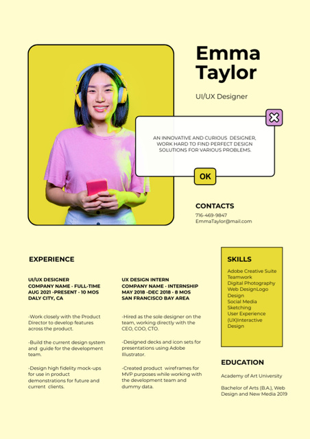 Web Designer's Skills and Experience Resumeデザインテンプレート