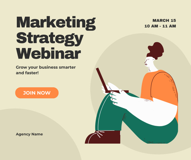 Plantilla de diseño de Marketing Strategy Webinar Announcement In March Facebook 