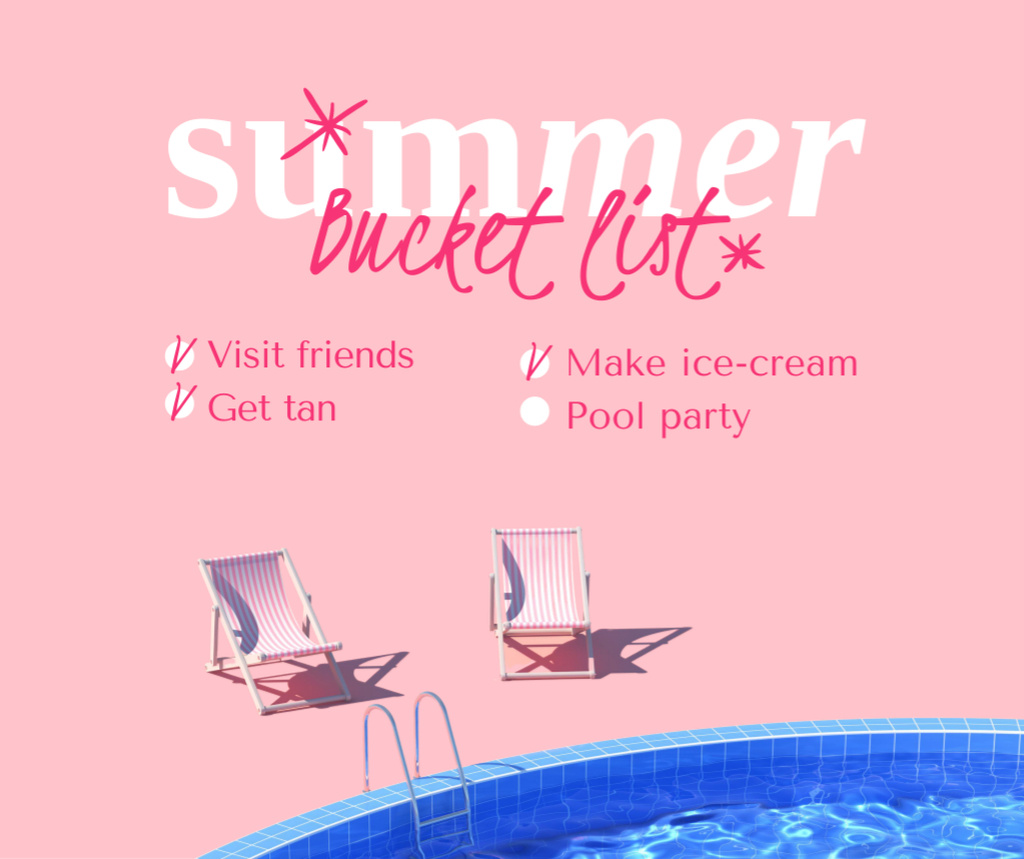 Designvorlage Summer Inspiration with Sun Loungers by Pool für Facebook