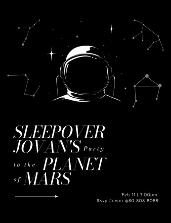 Szablon projektu Witamy na imprezie Sleepover Party w Marsie Invitation 13.9x10.7cm