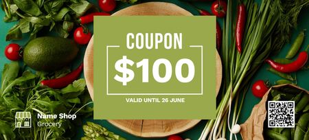 Grocery Store Special Offer Coupon 3.75x8.25in Design Template