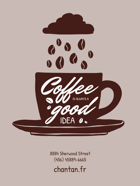 Plantilla de diseño de Wisdom About Coffee And Ideas In Brown Poster 36x48in 