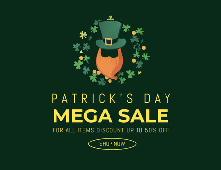 Patrick's Day Mega Sale Thank You Card 5.5x4in Horizontal Design Template